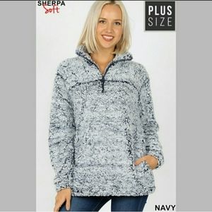 Zenana Outfitters Pullover 1/4 Zip Sherpa Teddy Sweater Jacket